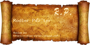 Rodler Péter névjegykártya